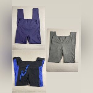 Bundle Of 3 Sz Small! 2 Fabletics Purple And Black And Blue. 1 Nike Dry Fit Gray